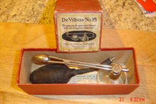 Antique Devilbiss Gold Tip Atomizer No.  15 Spray Bottle / Box photo