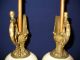 Pair Of Ornate Antique Brass & Porcelain Urn Shape Lamps Lamps photo 8