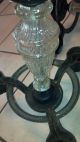 Chandeliers 2 Late 1900s Castiron Glass Centers With 3 Drop Lights Metalware photo 1