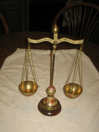 Antique Brass Decor - Balancing Scale - Lovely Floral Design From India photo
