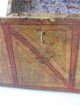 Antique Leather & Wood Document Box Folk Art Hand Painted Design Boxes photo 6