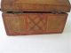 Antique Leather & Wood Document Box Folk Art Hand Painted Design Boxes photo 7