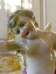 Fine Antique Hand Painted Porcelain Cupid Cherub Statue Figurine French / German Figurines photo 6