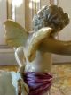 Fine Antique Hand Painted Porcelain Cupid Cherub Statue Figurine French / German Figurines photo 7