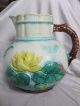 Vtg Antique 19th Century English Majolica Water Pond Lily Pitcher Samuel Lear Pitchers photo 1