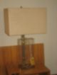Mid - Century Modern Pierre Cardin (laurel) Asymmetric Lamp Lucite Brass Linen Lamps photo 1