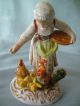 Antique German Carl Thieme Saxonian Porcelain Factory Dresden Girl Feed Chicken Figurines photo 2