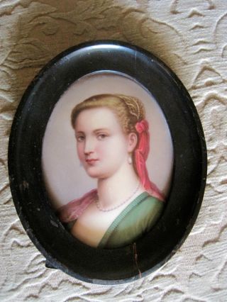 Berlin Porcelain Hand Painted Portrait Of A Woman Incised 
