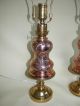 Pair Antique Art Nouveau Period Copper Oil Lamps,  Circa 1890 Lamps photo 1
