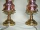 Pair Antique Art Nouveau Period Copper Oil Lamps,  Circa 1890 Lamps photo 6