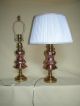 Pair Antique Art Nouveau Period Copper Oil Lamps,  Circa 1890 Lamps photo 8