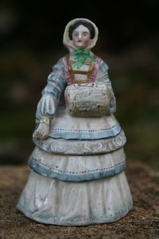 19th C.  Miniature Tobacco Jar Of Female Figurine Of Jenny Lind photo