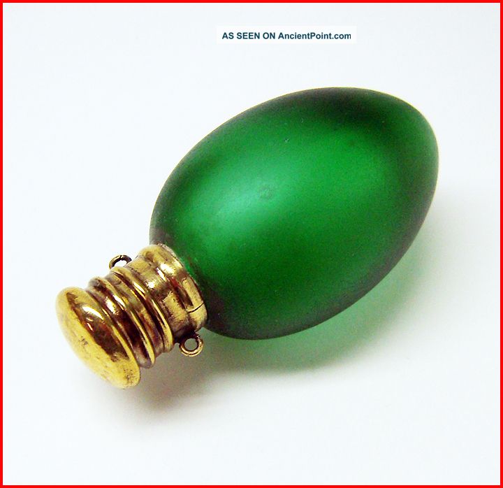 Fine Victorian Gree Frosted Glass Scent - Perfume Bottle Perfume Bottles photo