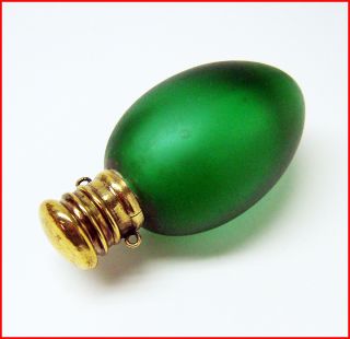 Fine Victorian Gree Frosted Glass Scent - Perfume Bottle photo