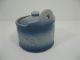 Antique Blue Stoneware Salt Glazed Salt Cellar Jar Canister Nr Embossed Cherries Crocks photo 4