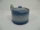 Antique Blue Stoneware Salt Glazed Salt Cellar Jar Canister Nr Embossed Cherries Crocks photo 5