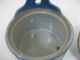 Antique Blue Stoneware Salt Glazed Salt Cellar Jar Canister Nr Embossed Cherries Crocks photo 7
