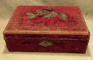 Antique Velvet Civil War Era Traveling Desk Keepsake Box photo