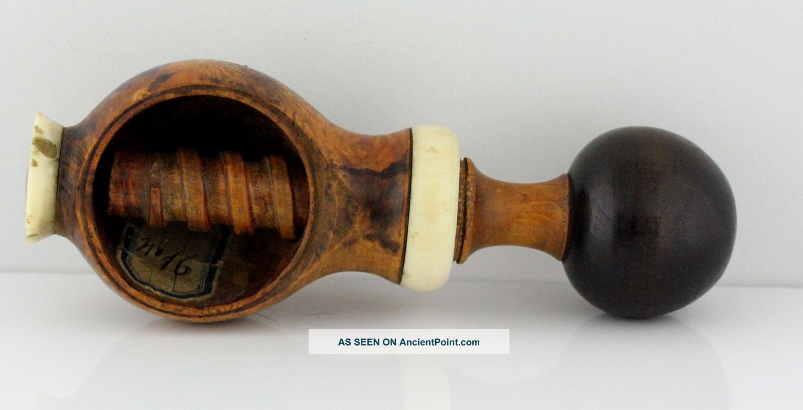 Antique Screw Nutcracker France Maple Wood & Ox Bone Early 19th Century Other photo