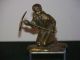 Old Hand Carved Solid Brass Coal Minor Statue Paperweight Metalware photo 1