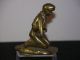 Old Hand Carved Solid Brass Coal Minor Statue Paperweight Metalware photo 2