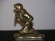 Old Hand Carved Solid Brass Coal Minor Statue Paperweight Metalware photo 4