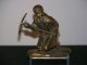 Old Hand Carved Solid Brass Coal Minor Statue Paperweight Metalware photo 8
