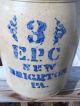 E.  P.  C.  - Antique Stoneware 3 Gallon Slipware Cobalt Crock - New Brighton,  Pa Crocks photo 1