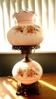 Vintage Gone With The Wind 3 - Way Lamp Double Glass Globes Hand Painted Flowers Lamps photo 8