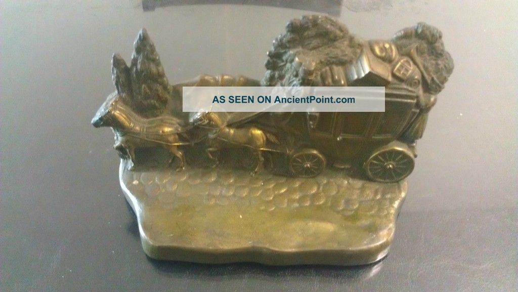 Antique Jennings Brothers Stagecoach Bookends Metalware photo
