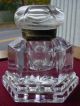 Best Large Quality 19th Century Antique 6 Sided Glass Inkwell N/r Other photo 1