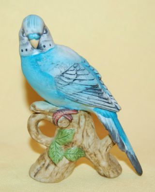 Vintage Lefton Porcelain Ceramic Pottery Small Blue Parakeet Bird Figurine photo
