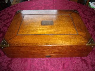 Antique Quartersawn Tiger Oak Silverware Box Silver Chest Jh Reed Indianapolis photo