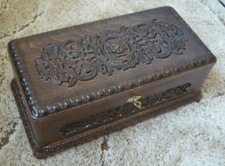 Large Decorative Relief Carvings Box. photo