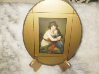 Victorian Oval Mother And Daughter Antique Wall Hanging Or Flue Cover photo