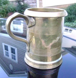 Antique British Rimmed Gunmetal Tavern Pint Mug Victorian photo