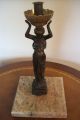 Greek Revival Candleholder - Bronze Figure - Late 19th Century Metalware photo 3
