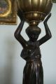 Greek Revival Candleholder - Bronze Figure - Late 19th Century Metalware photo 5