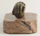 Antique 19th Century Bronze Hand On Ball Sculpture On Stone Stand – Detail Metalware photo 6