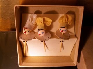 Vintage Tooth Picks Chefs Meat Markers Cooking Diner Folk Art Country Kitchen photo