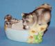 Vintage Japan Porcelain Ceramic Pottery Darling Raccoon & Baby Figurine/planter Figurines photo 1