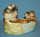 Vintage Japan Porcelain Ceramic Pottery Darling Raccoon & Baby Figurine/planter Figurines photo 5