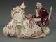 Large Antique German Volkstedt Dresden Lace & Gilt Lady Man Chess Group Figurine Figurines photo 4