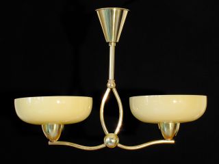 Awesomepetite German Vintage Art Deco Ceiling Lamp,  Brass,  Completely Restored photo