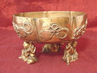 Antique Gilded Bronze Bowl Signed E.  Enot Paris 19th.  Century Oriental Style photo