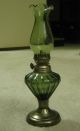 Antique/vintage Small Green Glass Oil Lamp Lamps photo 1