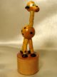 Vintage Miniature Handcarved Wood Handpainted Giraffe Push Puppet Made In Italy Carved Figures photo 1