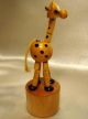 Vintage Miniature Handcarved Wood Handpainted Giraffe Push Puppet Made In Italy Carved Figures photo 4