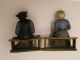 Antique Cast Iron Doorstop Bookends Amish Couple Penn.  Dutch Metalware photo 2