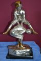 Antique Alex Brown Sculpture Bronze Leap Frog Boy & Girl Statue Decorative Art Metalware photo 1